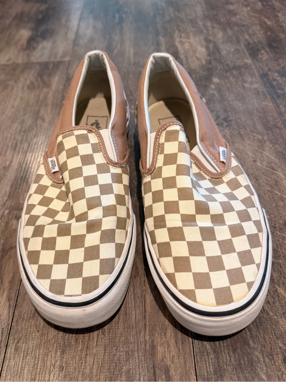 🌷Vans Checkerboard Slip-On Sneakers - Brown & White